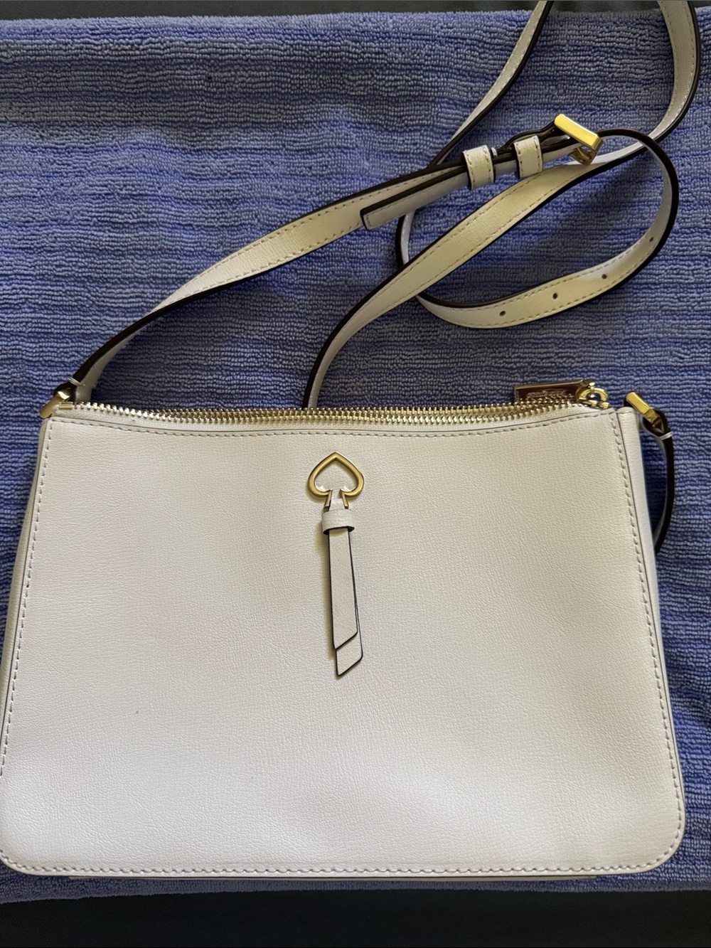 kate spade Cream Leather Crossbody with Gold Spade Charm